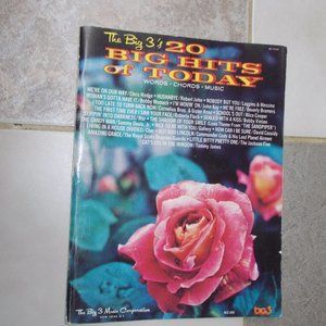 Vintage "20 Big Hits Of Today, words, chords, music, copywright 1970